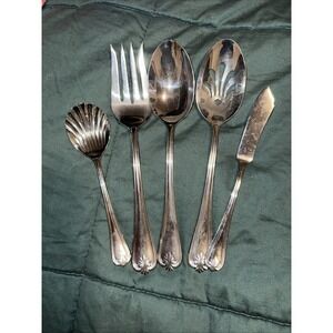 5pc Serving Tablespoon Pierced Fork Sugar Lenox BUTLERS GOURMET 18/8 Plume China